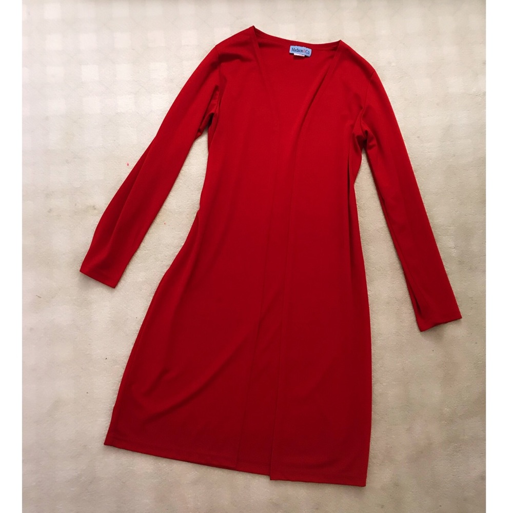 Red cardigan